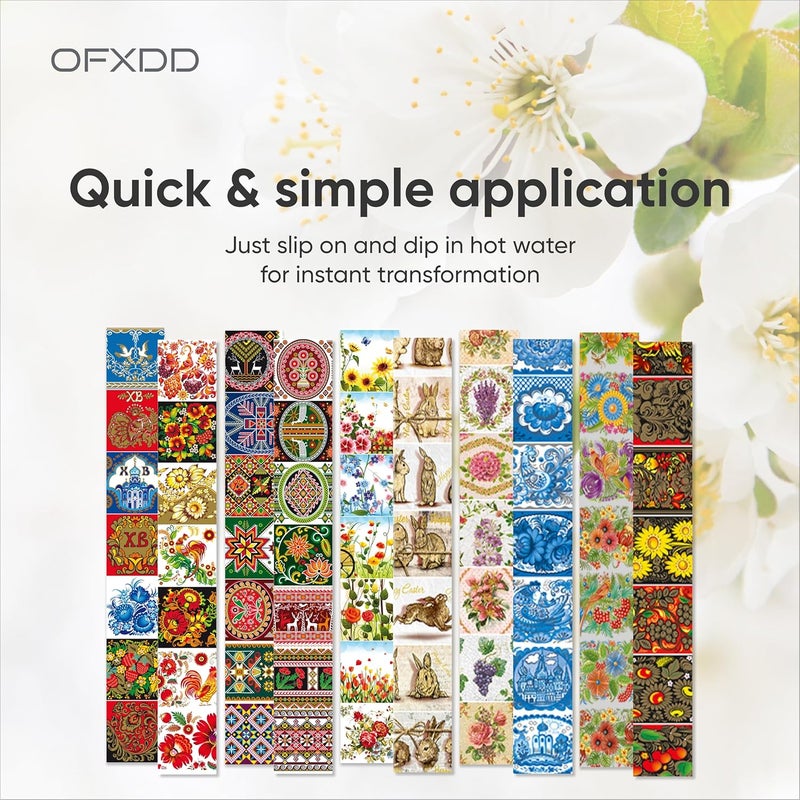 OFXDD Egg Wraps Easter Set for Pysanky 70 Pcs - Thermo Heat Easter Egg Wraps Ukrainian - Traditional Easter Egg Shrink Wrappers with Patterns - Orthodox Slavic Ukrainian Egg Decorating Kit - Image 5